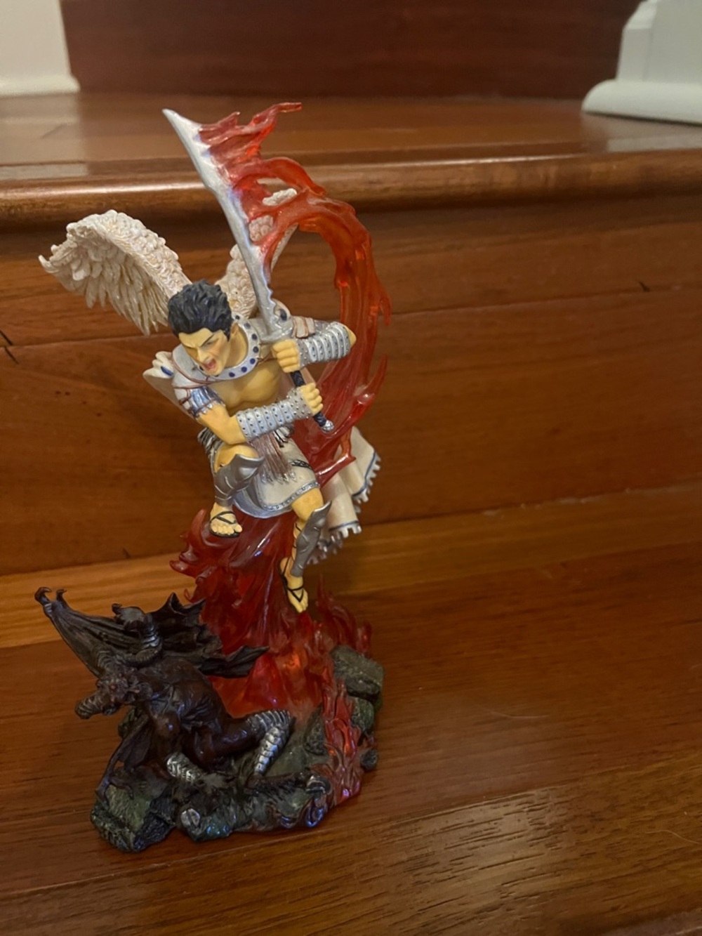 Danbury Mint Angel Warrior Figurine in White, Gold and Orange